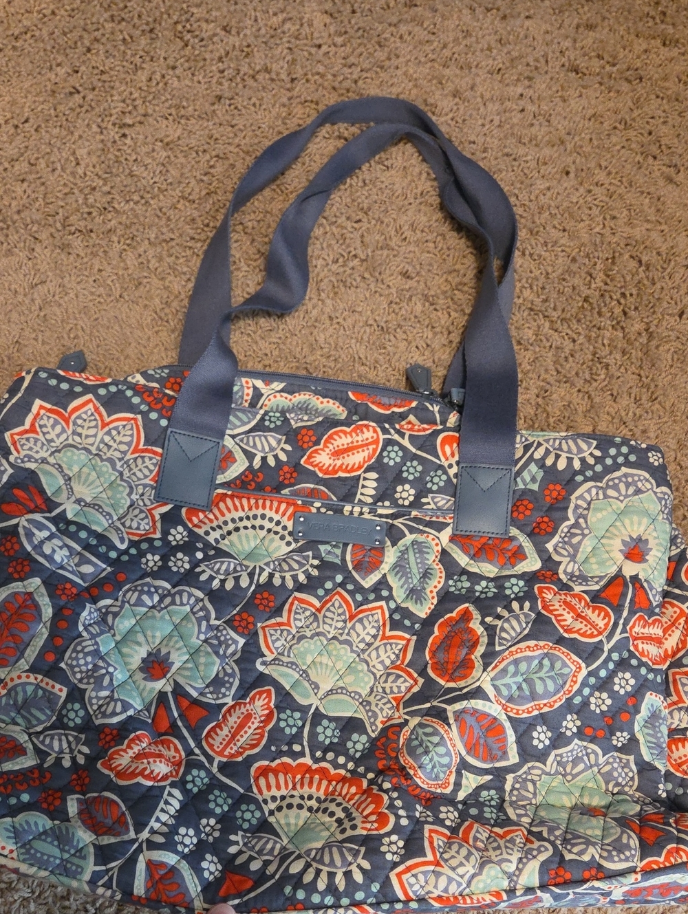 Vera Bradley Quilted Triple Compartment Tote Bag & Toiletry/Cosmetic Bag Set